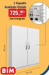 2 KAPAKLI AYAKKABI DOLABI